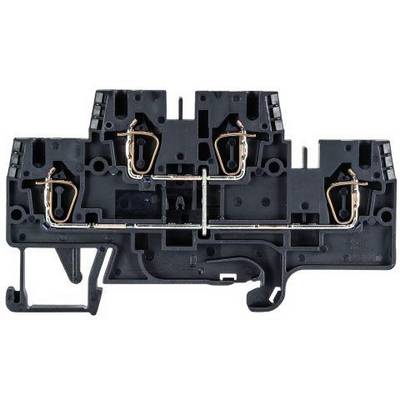 Un bloc de bornes électrique avec plusieurs points de connexion et terminaux. Il est utilisé pour un câblage sécurisé dans les armoires électriques.
