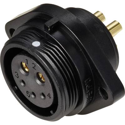 Connecteur pour montage en facade embase femelle 5B pôles 5/30 A 500 V/AC IP68 Weipu SP2113 / S 5B-0