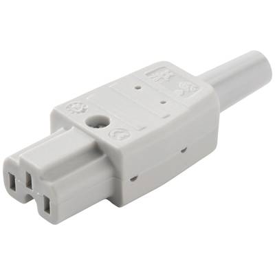 Une fiche électrique grise de forme rectangulaire avec des fentes à une extrémité. Adaptée aux applications à haute température.