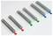 Six ressorts métalliques de différentes couleurs (rouge, bleu, vert) sont disposés côte à côte sur une surface blanche.