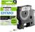 Cassette avec ruban d'étiquetage noir sur fond blanc de 12 mm x 7 m, marque Dymo, pour étiqueteuse. L'emballage indique 'Fabriqué en Europe'.