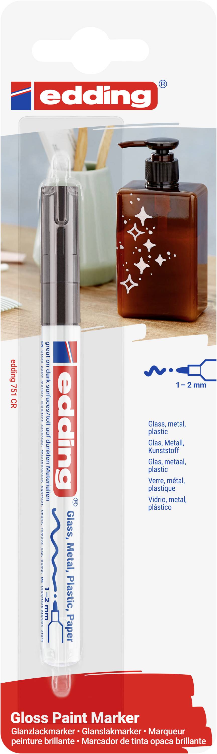 Edding 4-751-1-1001 751 Marqueur peinture noir 1 mm, 2 mm N/A