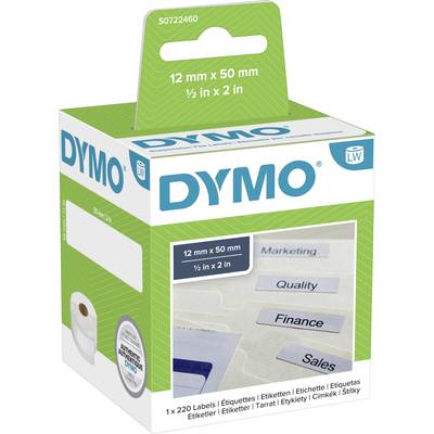 DYMO Rouleau d'étiquettes 99017 S0722460 50 x 12 mm papier blanc 220 pc(s)  permanente Etiquette pour dossiers suspendus