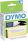 Emballage d'un paquet d'étiquettes DYMO, taille 19 mm x 51 mm, avec une étiquette exemple sur un colis ; Adresse : Newell Brands, 6655 Peachtree Dunwoody Rd, Atlanta, GA 30328.