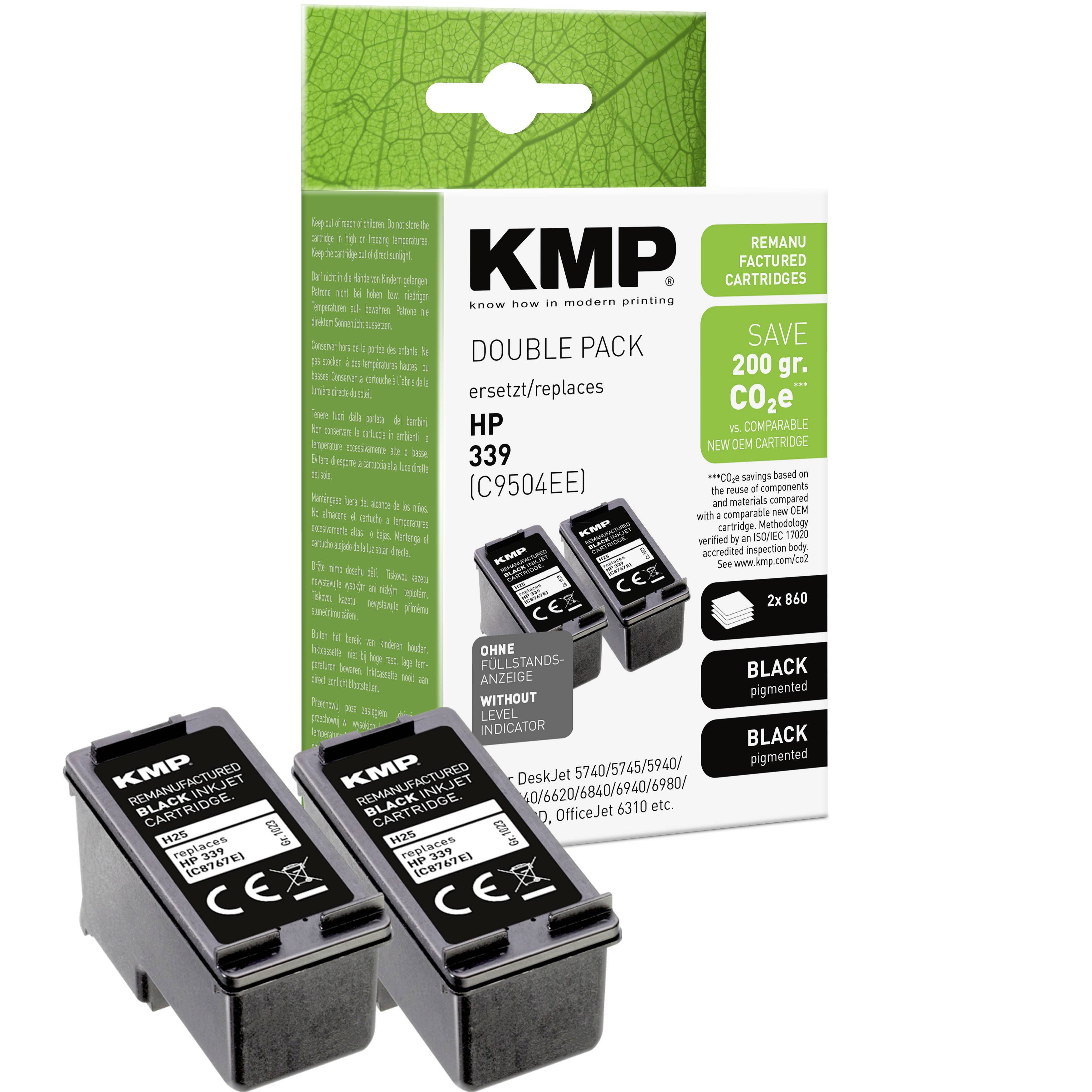 KMP Encre remplace HP 339, C8767E compatible paquet de 2 noir H25D 1023,4021