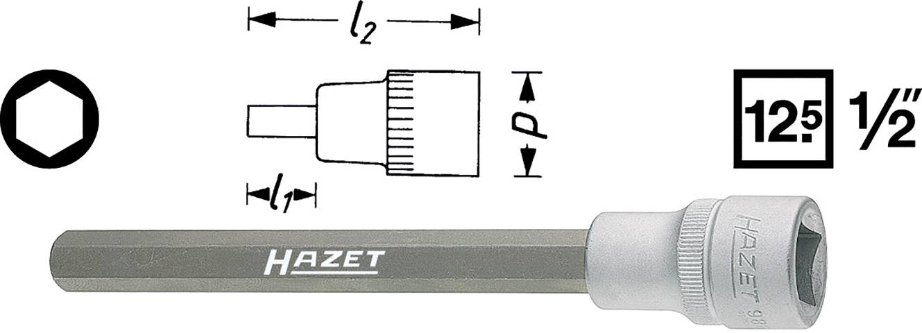 Douille-embout 6 pans intérieurs 6 mm Longueur: 137 mm Hazet 986LG-6 Propulseur: 1/2" (12.5 mm) 1 pc(s)-5