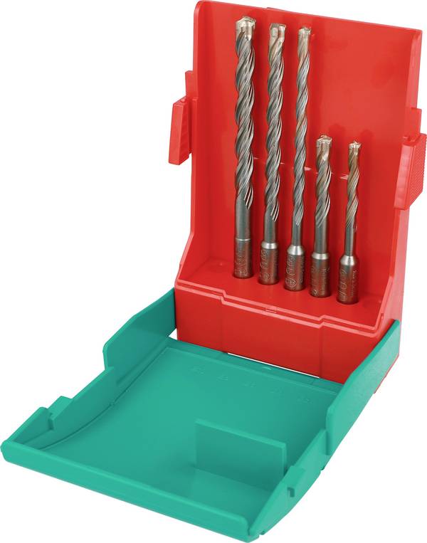 Heller TriJet 27465 4 carbure de tungstène Jeu de forets pour marteau-perforateur  5 pièces 6 mm, 8 mm, 10 mm Longueur totale 60 mm SDS-Plus 1 set