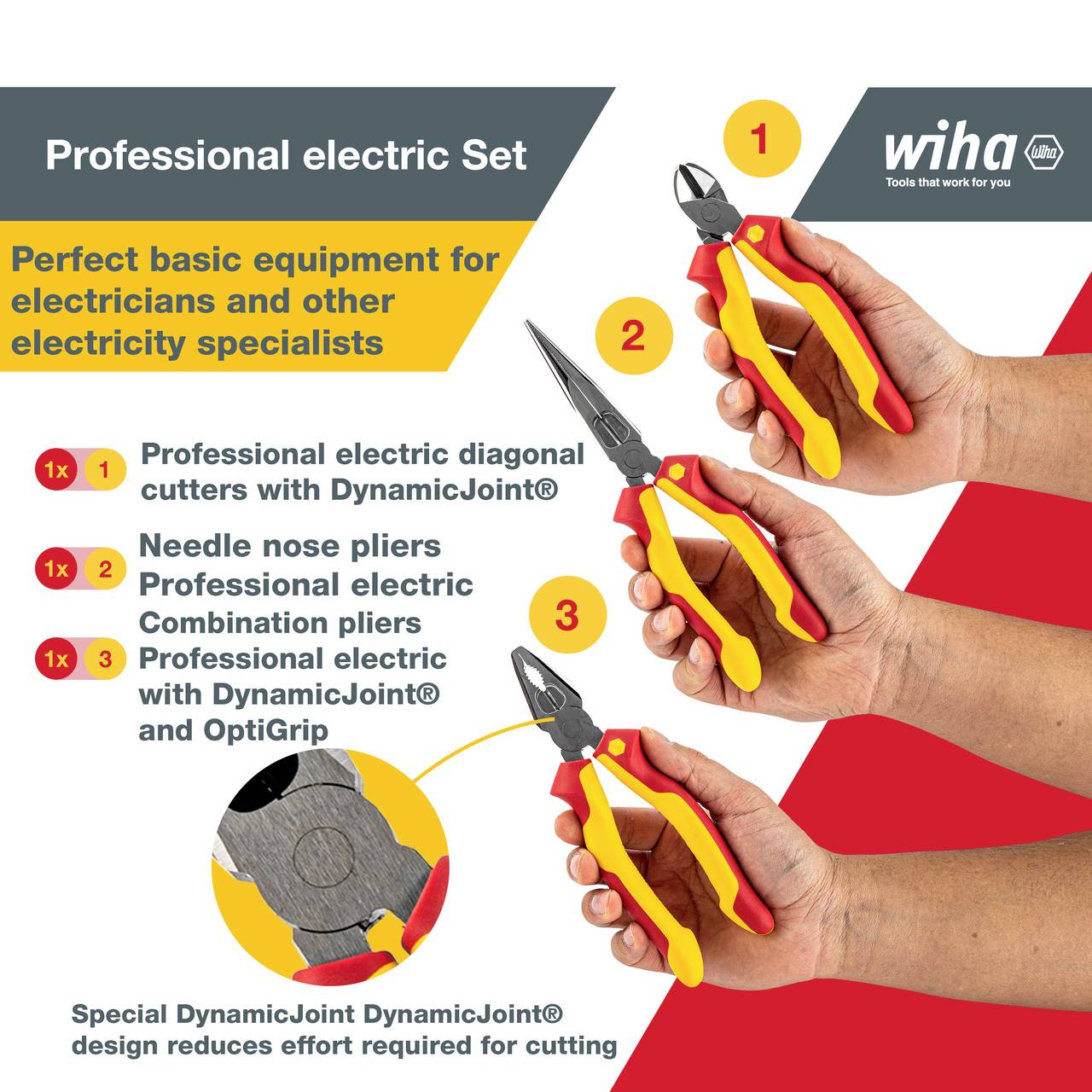 Jeu de pinces Professional electric, 3 pcs Wiha 26852-5
