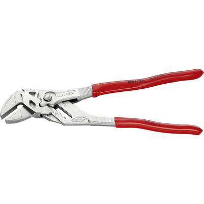 Une pince multiprise rouge, idéale pour saisir et maintenir des tuyaux et des boulons hexagonaux, avec un mécanisme de serrage réglable.