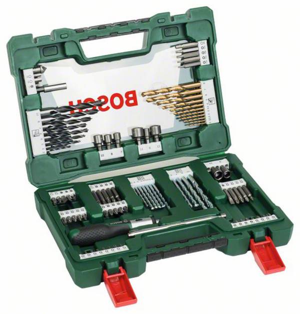 Bosch Accessories 2607017195 V-Line 91 pièces Assortiment de forets et d'embouts métal, Pierre, Béton, bois, Brique, Plexiglas
