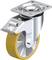Roulette de direction en acier inoxydable à haute capacité de charge avec roue jaune, adaptée aux applications industrielles. Fabricant : Blickle.