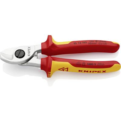 Ciseau isolé haute performance avec poignée rouge et jaune, adapté aux travaux sous tension jusqu'à 1000 V, de la marque Knipex.