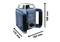 Bosch appareil laser rotatif, dimensions : 170 mm de largeur, 183 mm de profondeur, 188 mm de hauteur, avec poignées et éléments de commande sur la face avant, bleu.