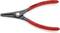 Pince Knipex pour circlips à tête coudée de couleur rouge, adaptée pour des bagues de 19-60 mm. Inscription '49 11 A2 MADE IN GERMANY'.