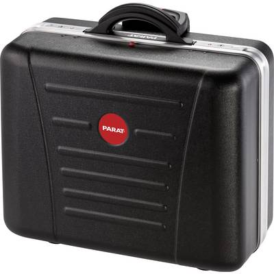 Coffret à outils noir robuste avec le logo rouge 'PARAT' sur la face avant, adapté au transport sécurisé des outils.