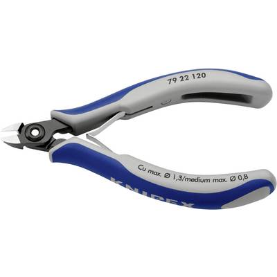 Coupe-câbles à poignées bleues, adapté pour les fils de cuivre jusqu'à 1,3 mm de diamètre, numéro de modèle 79 22 120 visible.