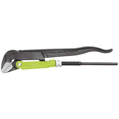 Pince à tubes avec poignée verte et corps noir sur fond blanc, adaptée aux travaux sur tuyaux et raccords.