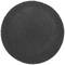 Un disque rond et noir sur un fond blanc.