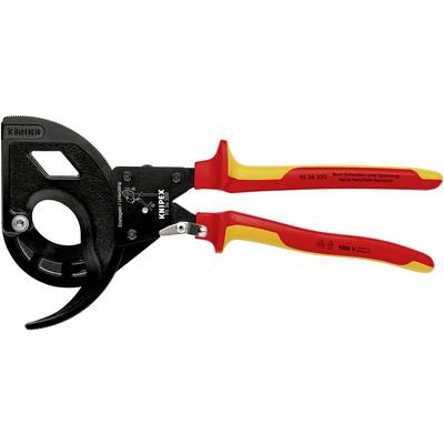 Une pince coupe-câbles électrique de Knipex, isolée jusqu'à 1000V. Adaptée pour couper des câbles épais.