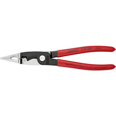 Pince plate à bouts ronds avec poignées rouges et graduations sur l'outil, destinée aux travaux de coupe précis.