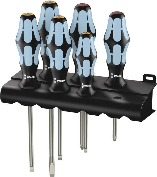 Wera 3334/6 pour l'atelier Jeu de tournevis 6 pièces vis à fente, cruciforme Phillips