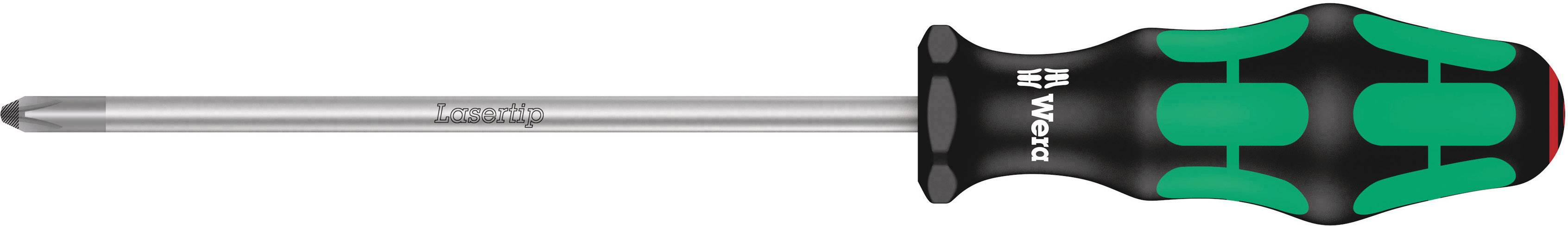 Tournevis cruciforme avec manche ergonomique, accents verts et noirs et un manche en métal.
