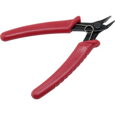 Pince coupante rouge avec lames noires et mécanisme à ressort, adaptée aux travaux de coupe précis dans les projets artisanaux.