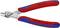 Une pince rouge et bleue portant l'inscription 'Knipex Germany'. Adaptée pour couper du cuivre jusqu'à 1,6 mm et du fer jusqu'à 1 mm.
