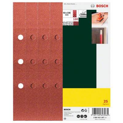 Papier abrasif pour ponceuse vibrante perforé Bosch Accessories 2607017107 Grain 180  (L x l) 230 mm x 93 mm 25 pc(s)