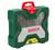 Coffret à outils vert de Bosch avec des ensembles de forets visibles. Au-dessus de la représentation est inscrit 'X33'.