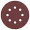 Un disque de papier abrasif percé de huit trous symétriquement répartis au centre. Idéal pour être fixé sur un appareil de ponçage.