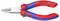 Pince à nez rond rouge et bleu avec l'étiquette « Knipex 22 05 140 » sur le manche, dotée de mâchoires métalliques conçues pour plier le fil.