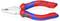 Pince multifonction rouge et bleue de KNIPEX avec tête de préhension striée et coupe-boulons, posée sur le côté sur un fond blanc.