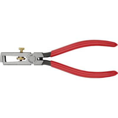 Pince à dénuder avec poignées rouges et vis de réglage de la longueur de dénudage, adaptée pour des diamètres de câble de 5-16 mm.