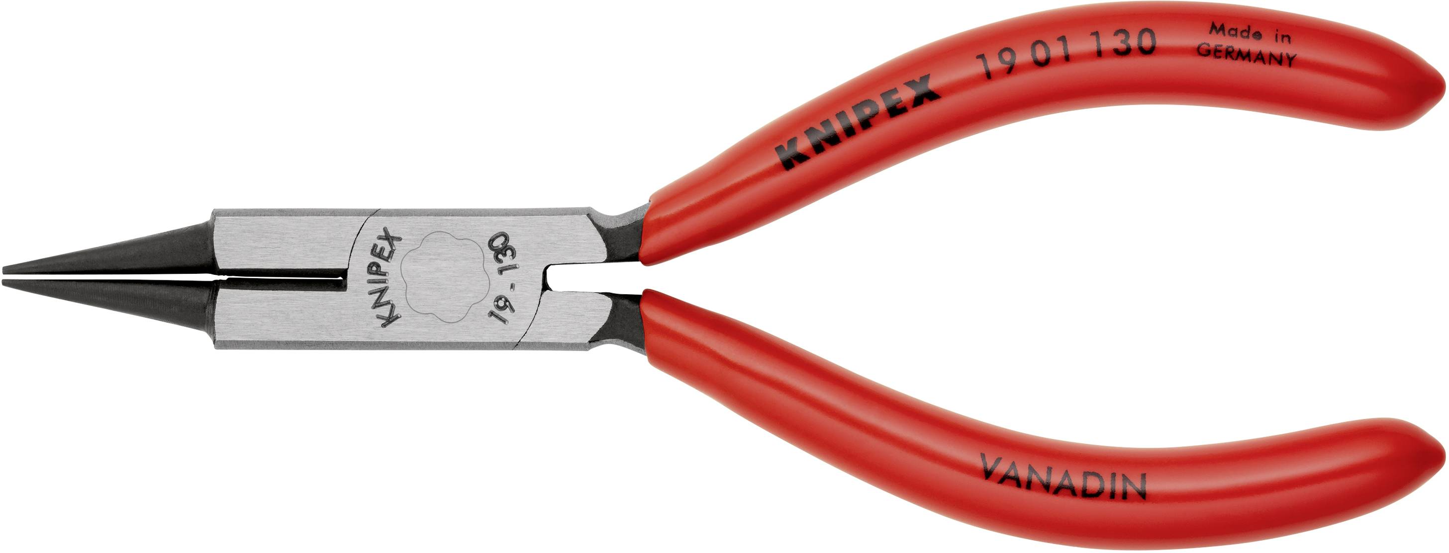 Pince coupante ronde rouge avec embouts noirs portant les inscriptions 'KNIPEX' et 'VANADIN', fabriquée en Allemagne.