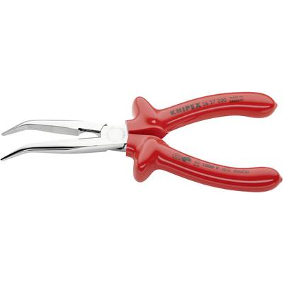 Pince de sécurité VDE à mâchoires courbées, adaptée aux travaux sous tension jusqu'à 1000 V. Marquage 'Knipex 26 27 200'.