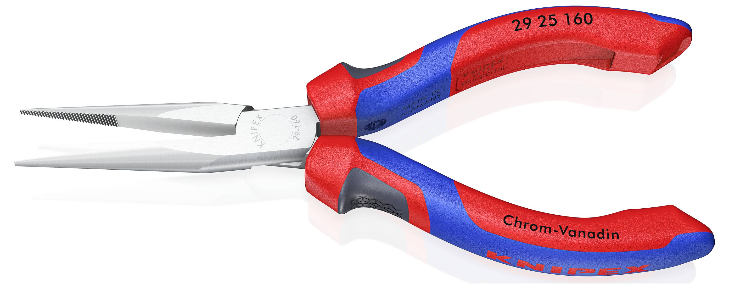 Une pince coupante rouge et bleue portant l'inscription 'Chrome-Vanadium'.