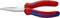 Une pince coupante à bec pointu rouge et bleue portant l'inscription 'Knipex' sur les poignées. Adaptée pour des travaux de préhension et de coupe précis.
