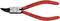 Pince à circlips de marque KNIPEX à pointes recourbées, adaptée pour des anneaux de 8 à 13 mm. Fabriquée en Allemagne.