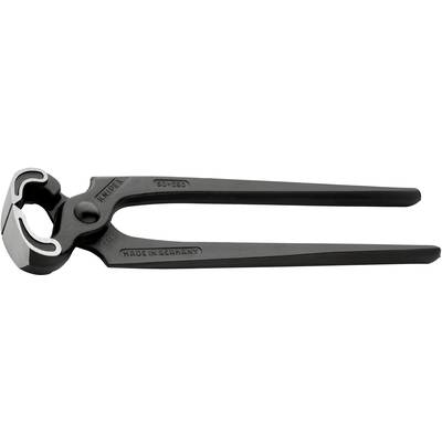 Pince coupante avec joues incurvées pour un retrait facile des clous et des fils. Le nom du fabricant est visiblement gravé. Bonne ergonomie.