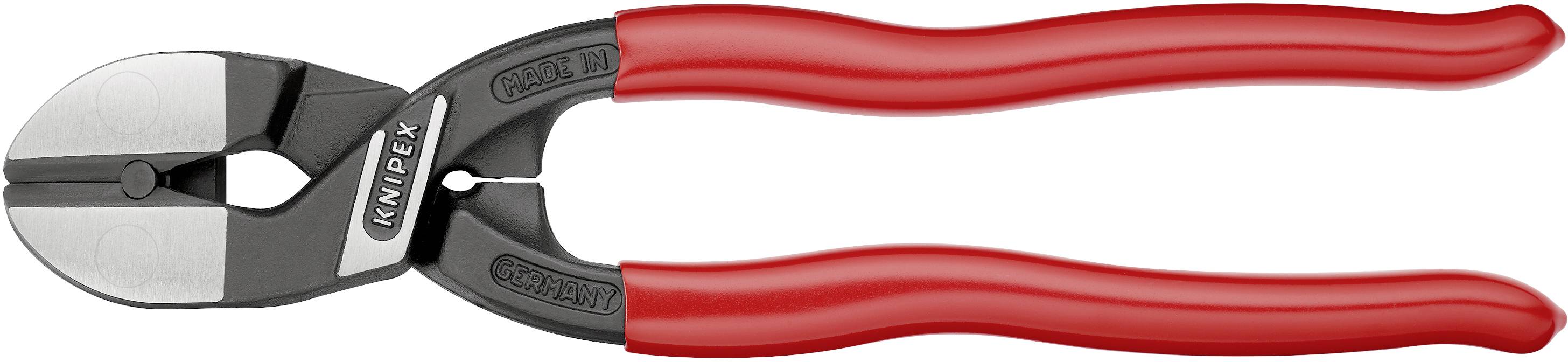 Une pince coupante avec des poignées rouges, utilisée pour couper des matériaux plus épais tels que des fils ou des câbles.