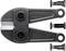 Coupe-boulons en métal avec deux poignées noires, marqué 'Knipex 71 72 760 Made in Germany'. À côté, deux vis interchangeables.
