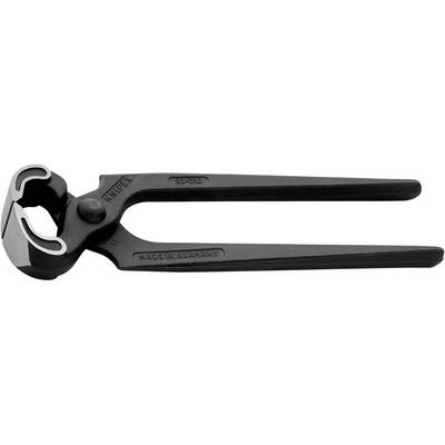 Pince coupante en métal noir, posée horizontalement. Sur la pince est inscrit 'MADE IN GERMANY Knipex'. Adaptée pour couper des fils.