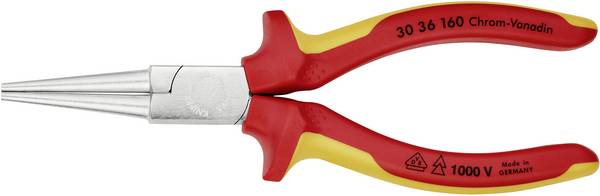 Knipex 30 36 160 VDE Pince à bouts ronds droite Acier magnétique Chrome-Vanadium 160 mm