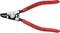 Une pince à anneaux intérieurs avec des poignées rouges portant l'inscription 'KNIPEX 46 21 A01 3-10mm', adaptée pour le travail avec des circlips intérieurs.