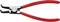 Pince à circlips rouge de Knipex, spécialement conçue pour le montage et le démontage de circlips, avec des poignées ergonomiques pour une prise en main optimale.
