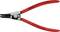 Pince à circlips rouge avec marquage laser 'Knipex 4621 A31 40-100mm', adaptée pour les circlips intérieurs.