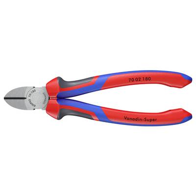 Pince coupante latérale rouge et bleue avec l'inscription 'Vanadin-Super' sur la poignée et '70 02 180' sur la lame, marque allemande.