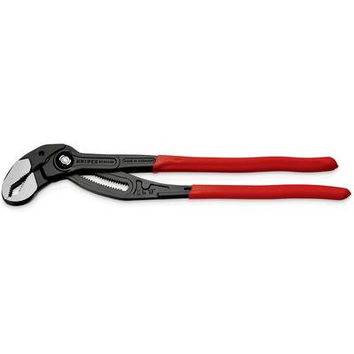 Pince multigrip rouge avec articulation coulissante réglable et mâchoires dentées pour saisir des tuyaux et des écrous.