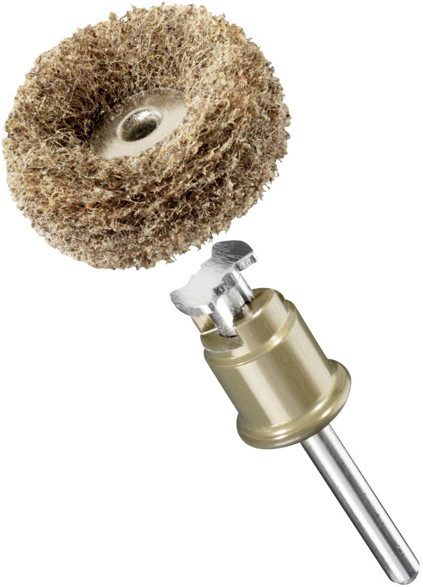 Brosse métallique avec support et manche en métal, utilisée pour des travaux de nettoyage ou de ponçage.